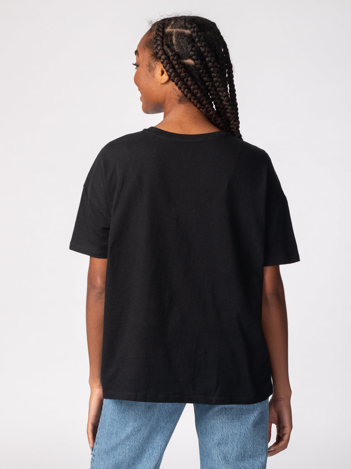 ASOS DESIGN oversized t-shirt with back moon & cloud print in black